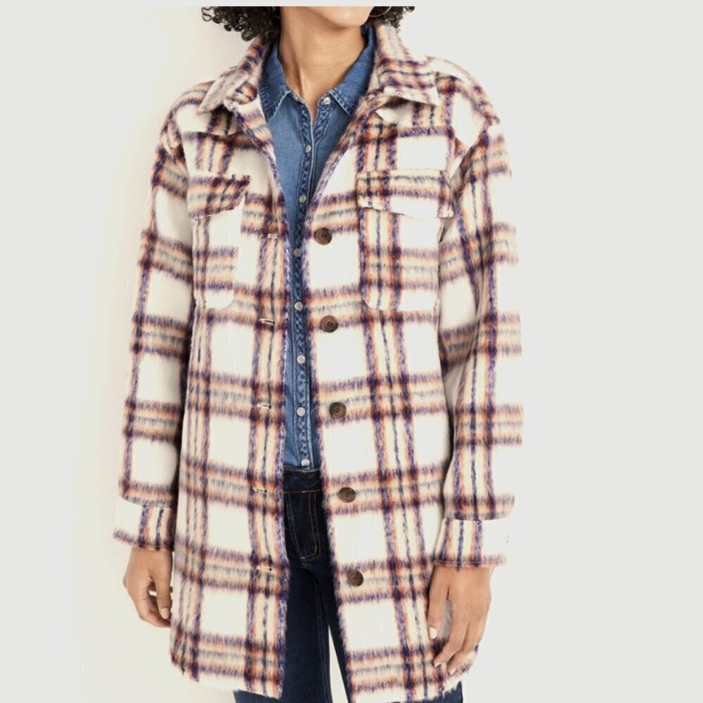 Maurices SZ XXL Plaid Timeless Shirt Jacket Warm Essential Preppy Ranch Western